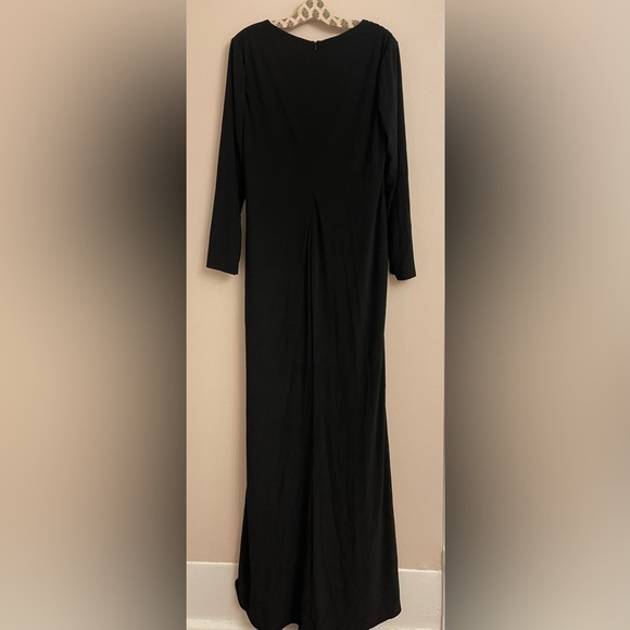 NWT IEENA for MAC DUGGAL Jersey Long Sleeve Asymmetrical Ruched Gown Size 14 - Picture 5 of 9